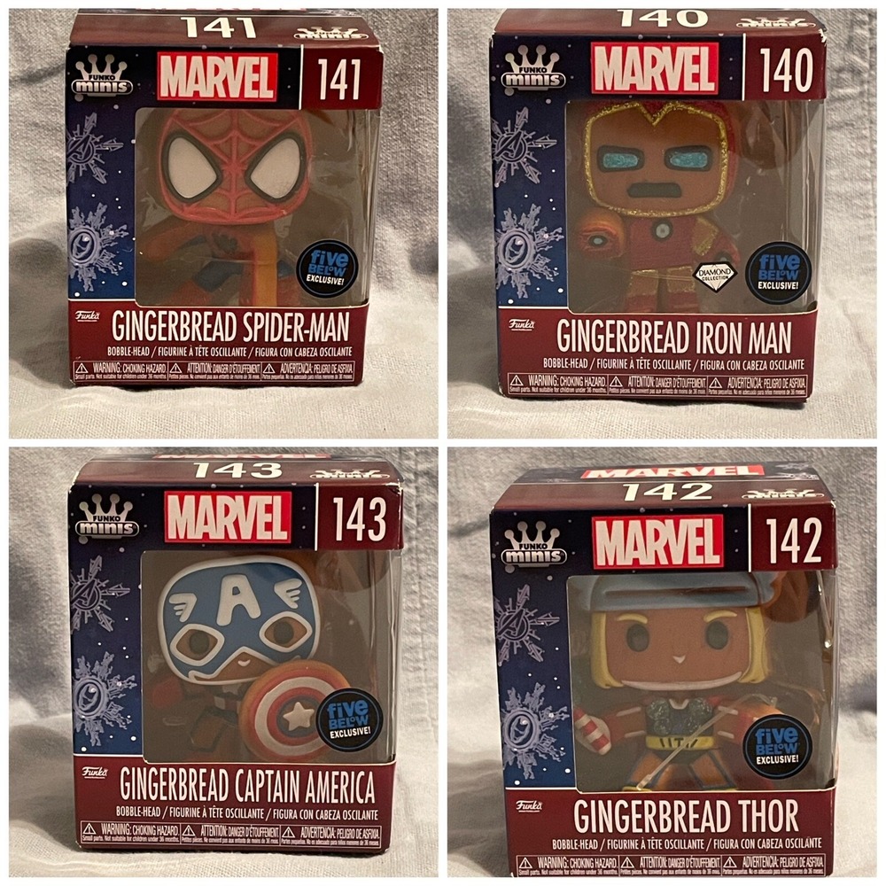 NEW Funko Mini Gingerbread Avengers Thor Captain American Spider-Man‎ Iron Man